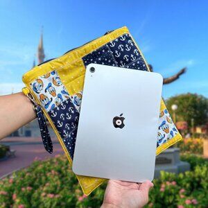 Handmade Quilted Donald Duck Zipper Sleeve for iPad, Book with Wristlet
